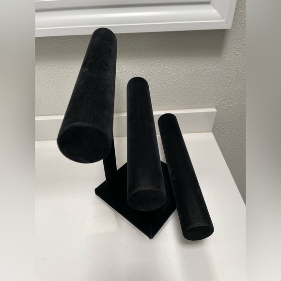 Jewelry Stand - Triple Bar Black Velvet - Size 12”x12” - Picture 3 of 8